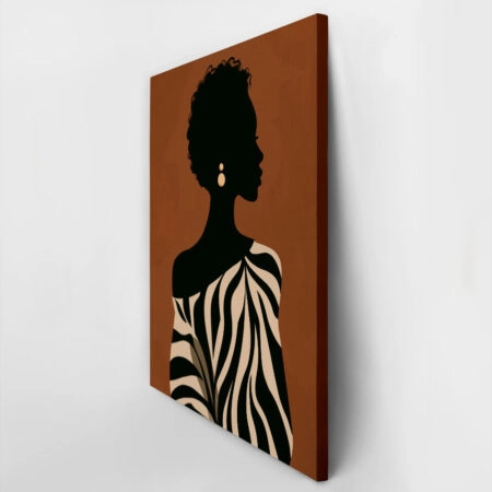 Πίνακας σε Καμβά AFROCENTRIC FEMALE SILHOUETTE WITH ZEBRA DRESS -  Sticky 3