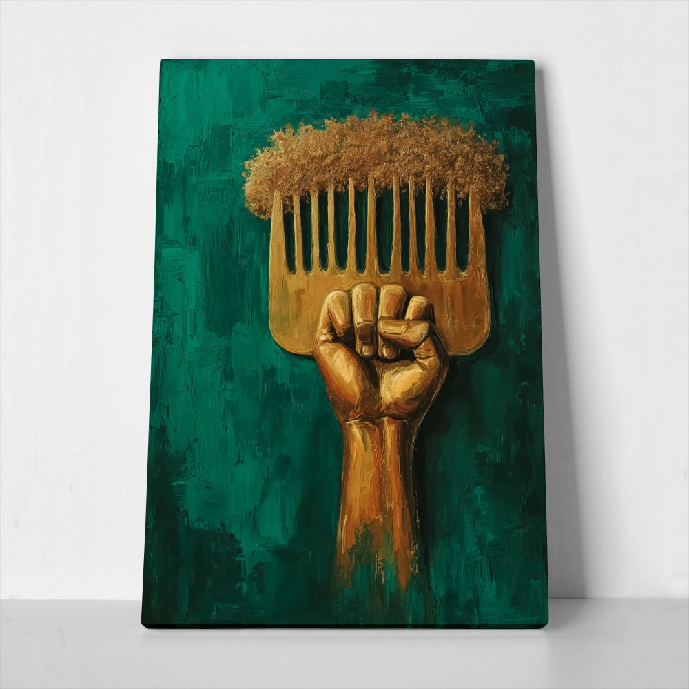 Πίνακας σε Καμβά AFROCENTRIC FIST HAIR PICK