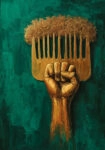 Πίνακας σε Καμβά AFROCENTRIC FIST HAIR PICK