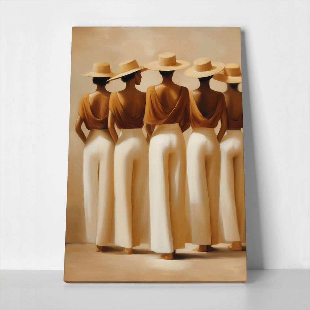 Πίνακας σε Καμβά AFROCENTRIC FIVE WOMEN WITH HATS