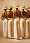 Πίνακας σε Καμβά AFROCENTRIC FIVE WOMEN WITH HATS