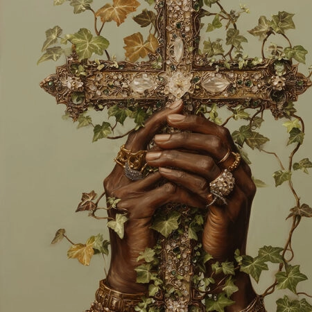 Πίνακας σε Καμβά AFROCENTRIC HOLDING CROSS -  Sticky 5