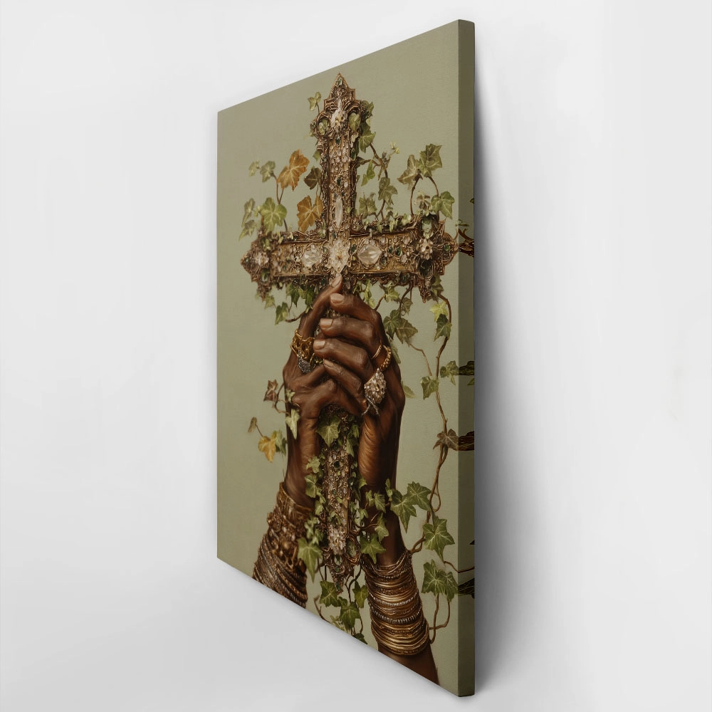 Πίνακας σε Καμβά AFROCENTRIC HOLDING CROSS