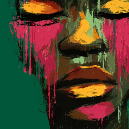 Πίνακας σε Καμβά AFROCENTRIC PAINTED FACE -  Sticky 5