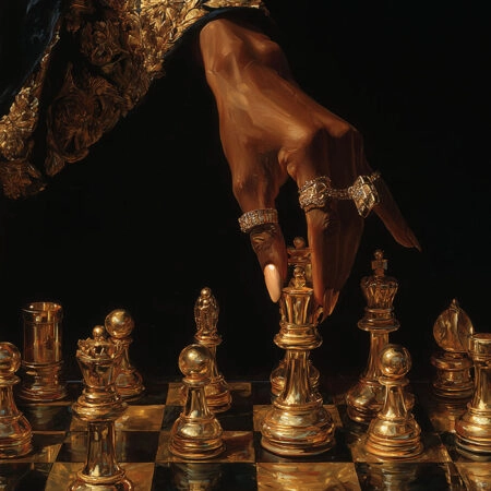 Πίνακας σε Καμβά AFROCENTRIC PLAYING CHESS DARK -  Sticky 5