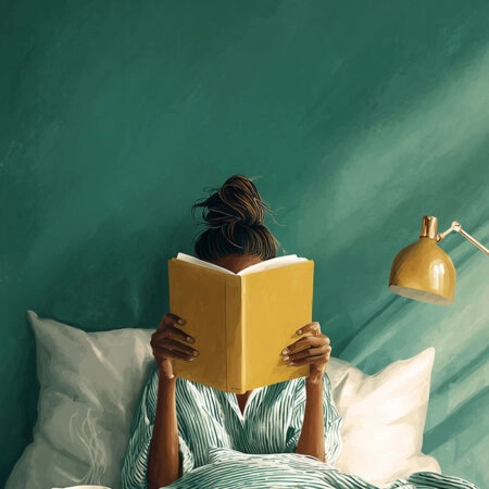 Πίνακας σε Καμβά AFROCENTRIC READING IN BED -  Sticky 5