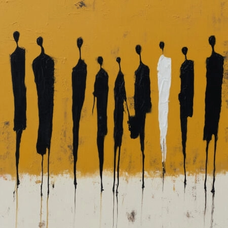 Πίνακας σε Καμβά AFROCENTRIC SILHOUETTES ORANGE -  Sticky 5