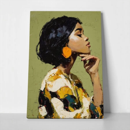 Πίνακας σε Καμβά AFROCENTRIC STYLIZED WOMAN WITH BRUSH STROKES