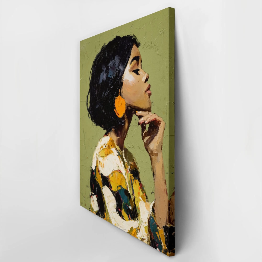 Πίνακας σε Καμβά AFROCENTRIC STYLIZED WOMAN WITH BRUSH STROKES