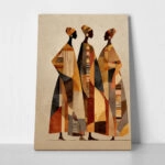 Πίνακας σε Καμβά AFROCENTRIC THREE FIGURES EARTHY COLORS