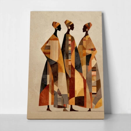Πίνακας σε Καμβά AFROCENTRIC THREE FIGURES EARTHY COLORS