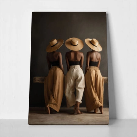 Πίνακας σε Καμβά AFROCENTRIC THREE WOMEN WITH HATS