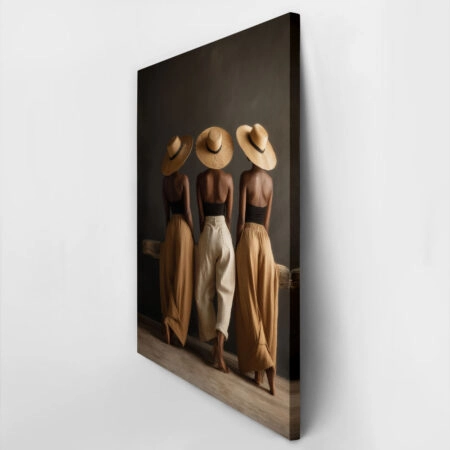 Πίνακας σε Καμβά AFROCENTRIC THREE WOMEN WITH HATS -  Sticky 3
