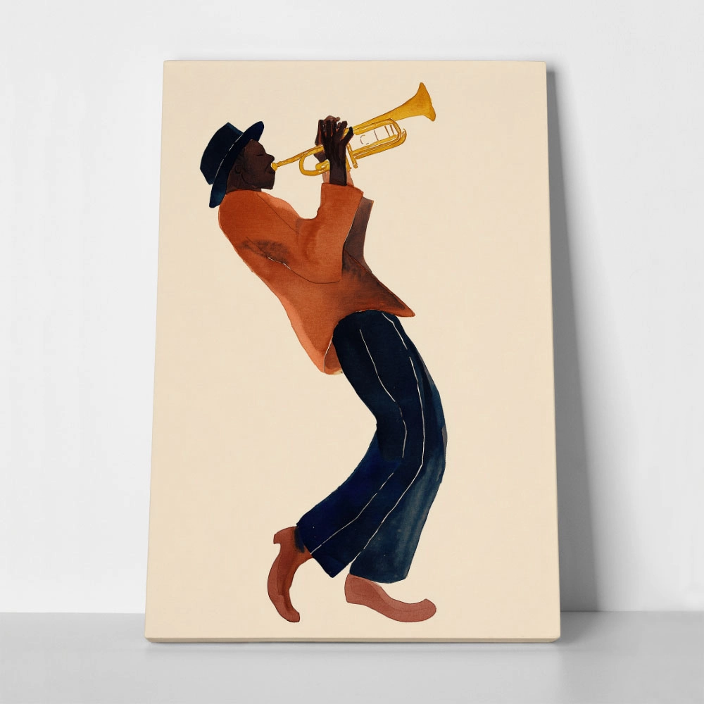 Πίνακας σε Καμβά AFROCENTRIC TRUMPET PLAYER