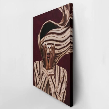 Πίνακας σε Καμβά AFROCENTRIC WOMAN COVERING FACE BURGUNDY -  Sticky 3