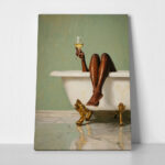 Πίνακας σε Καμβά AFROCENTRIC WOMAN DRINKING IN BATHTUB