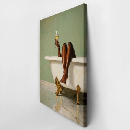 Πίνακας σε Καμβά AFROCENTRIC WOMAN DRINKING IN BATHTUB -  Sticky 3
