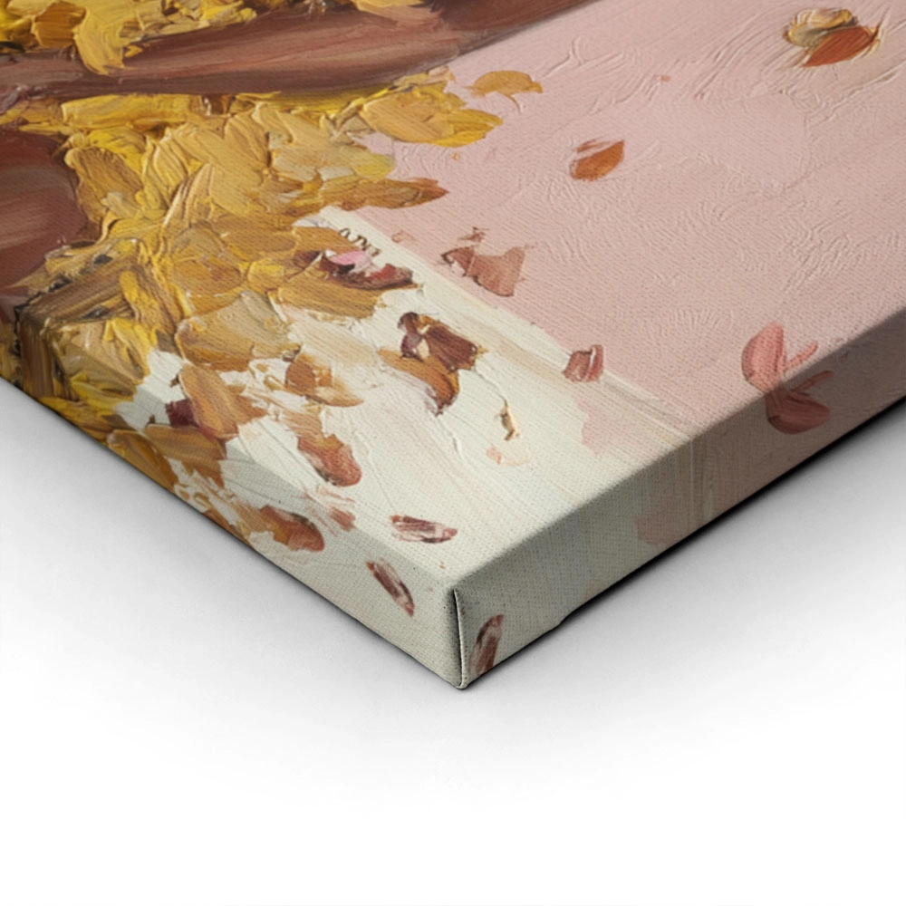 Πίνακας σε Καμβά AFROCENTRIC WOMAN FLOWERS BRUSH STROKES PINK