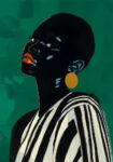 Πίνακας σε Καμβά AFROCENTRIC WOMAN GREEN BACKGROUND