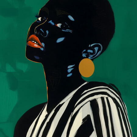 Πίνακας σε Καμβά AFROCENTRIC WOMAN GREEN BACKGROUND -  Sticky 5