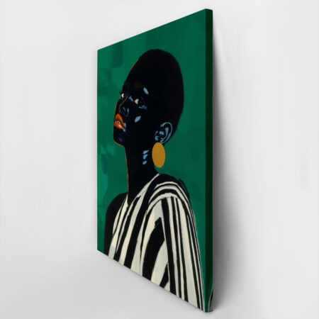Πίνακας σε Καμβά AFROCENTRIC WOMAN GREEN BACKGROUND -  Sticky 3
