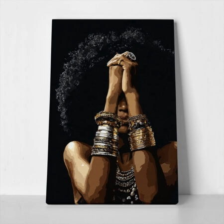 Πίνακας σε Καμβά AFROCENTRIC WOMAN HIDING BEHIND HANDS
