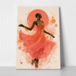 Πίνακας σε Καμβά AFROCENTRIC WOMAN IN CORAL DRESS