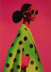Πίνακας σε Καμβά AFROCENTRIC WOMAN IN GREEN DOTTED DRESS