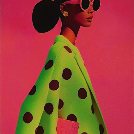 Πίνακας σε Καμβά AFROCENTRIC WOMAN IN GREEN DOTTED DRESS -  Sticky 5