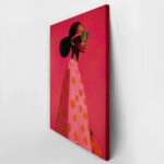 Πίνακας σε Καμβά AFROCENTRIC WOMAN IN PINK DOTTED DRESS