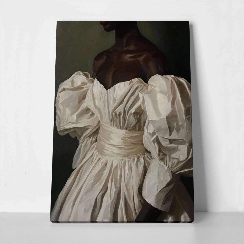 Πίνακας σε Καμβά AFROCENTRIC WOMAN IN WHITE DRESS