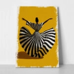 Πίνακας σε Καμβά AFROCENTRIC WOMAN IN ZEBRA DRESS DANCING
