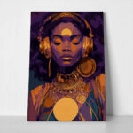 Πίνακας σε Καμβά AFROCENTRIC WOMAN LISTENING TO MUSIC