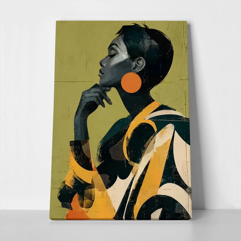 Πίνακας σε Καμβά AFROCENTRIC WOMAN PICKING FLOWERS