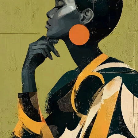 Πίνακας σε Καμβά AFROCENTRIC WOMAN PICKING FLOWERS -  Sticky 11