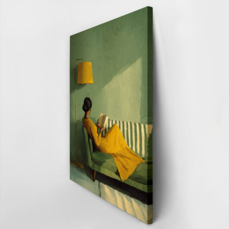 Πίνακας σε Καμβά AFROCENTRIC WOMAN READING GREEN -  Sticky 3