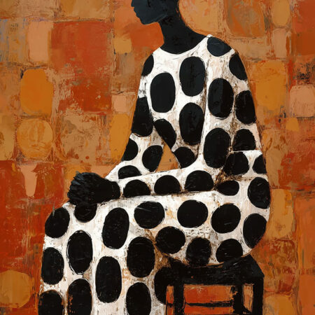 Πίνακας σε Καμβά AFROCENTRIC WOMAN SITTING BROWN -  Sticky 5