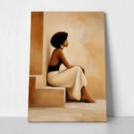 Πίνακας σε Καμβά AFROCENTRIC WOMAN SITTING ON STAIRS