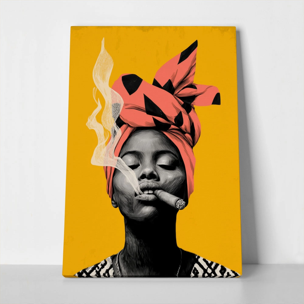 Πίνακας σε Καμβά AFROCENTRIC WOMAN SMOKING