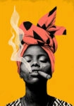 Πίνακας σε Καμβά AFROCENTRIC WOMAN SMOKING