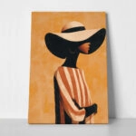 Πίνακας σε Καμβά AFROCENTRIC WOMAN WITH HAT ORANGE