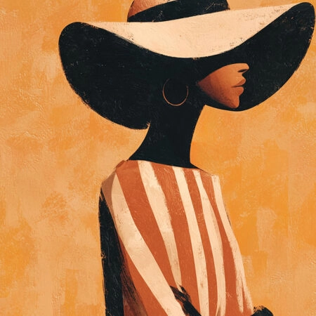 Πίνακας σε Καμβά AFROCENTRIC WOMAN WITH HAT ORANGE -  Sticky 5