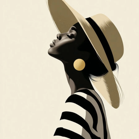 Πίνακας σε Καμβά AFROCENTRIC WOMAN WITH HAT WHITE -  Sticky 5