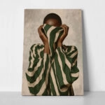 Πίνακας σε Καμβά AFROCENTRIC WOMAN WITH STRIPED SWEATER BEIGE