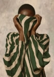 Πίνακας σε Καμβά AFROCENTRIC WOMAN WITH STRIPED SWEATER BEIGE