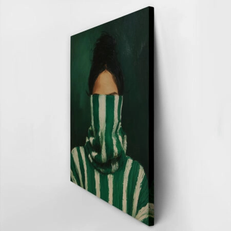 Πίνακας σε Καμβά AFROCENTRIC WOMAN WITH STRIPED SWEATER GREEN -  Sticky 3