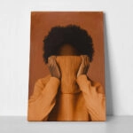 Πίνακας σε Καμβά AFROCENTRIC WOMAN WITH SWEATER ORANGE
