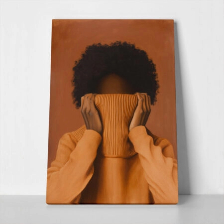 Πίνακας σε Καμβά AFROCENTRIC WOMAN WITH SWEATER ORANGE - 