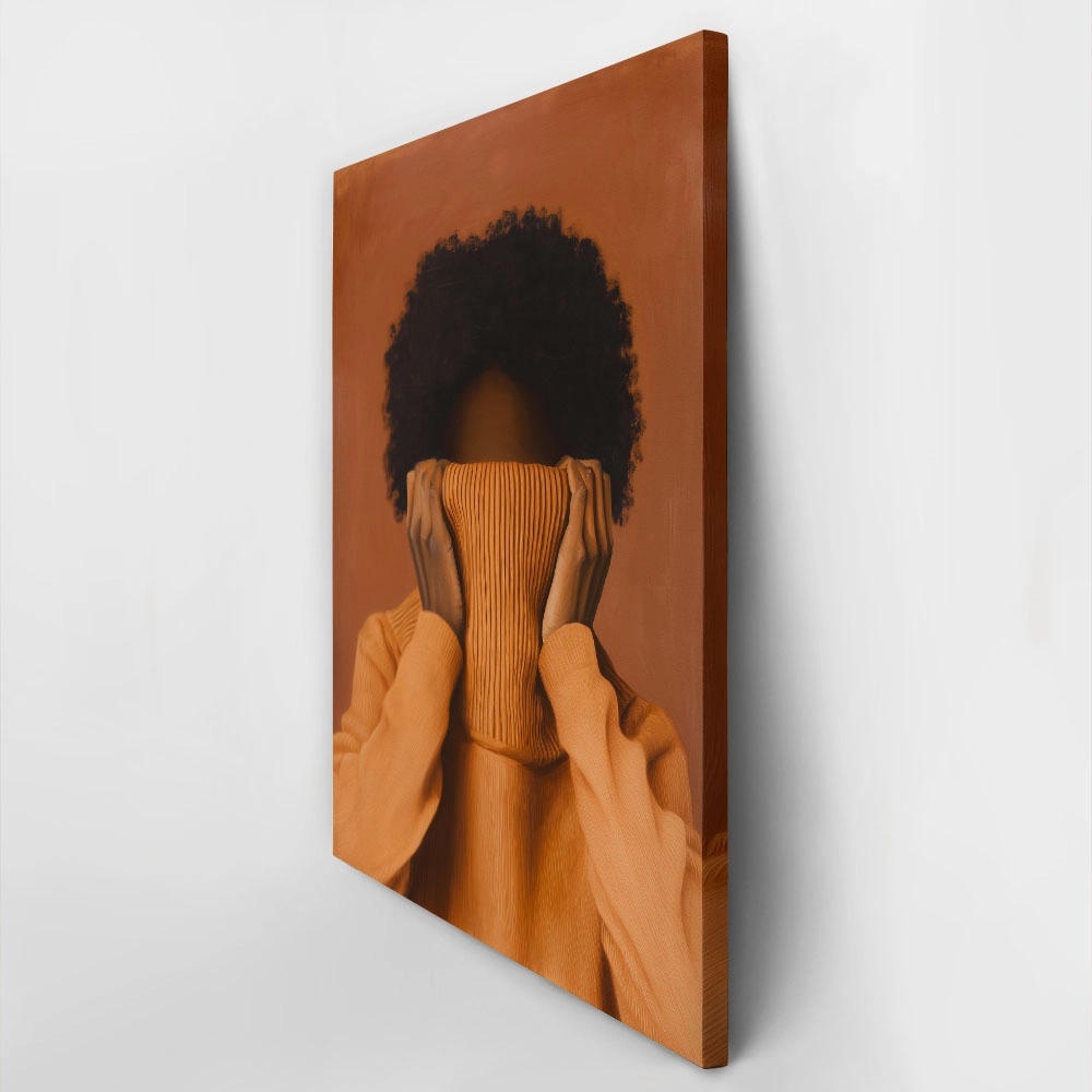 Πίνακας σε Καμβά AFROCENTRIC WOMAN WITH SWEATER ORANGE