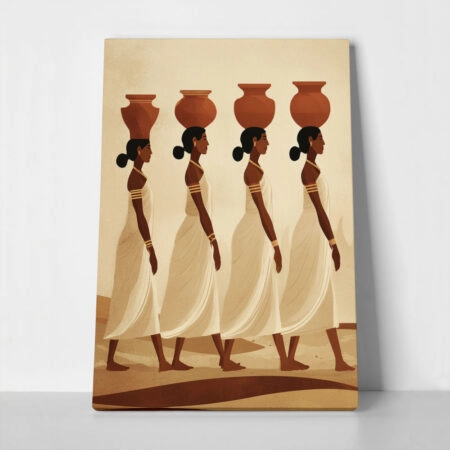 Πίνακας σε Καμβά AFROCENTRIC WOMEN CARRYING VASES - 